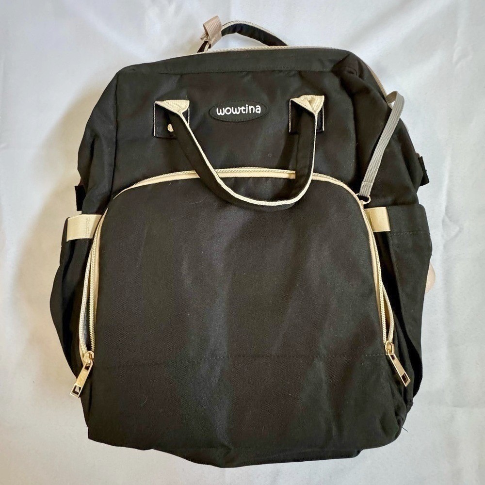 Wowtina Black ‎ Backpack with Gold Zippers